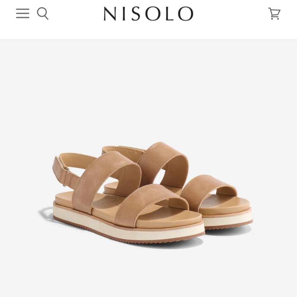NWOT Nisolo Almond Sandals with Cushioned Footbed and Slingback Go To Flatform
